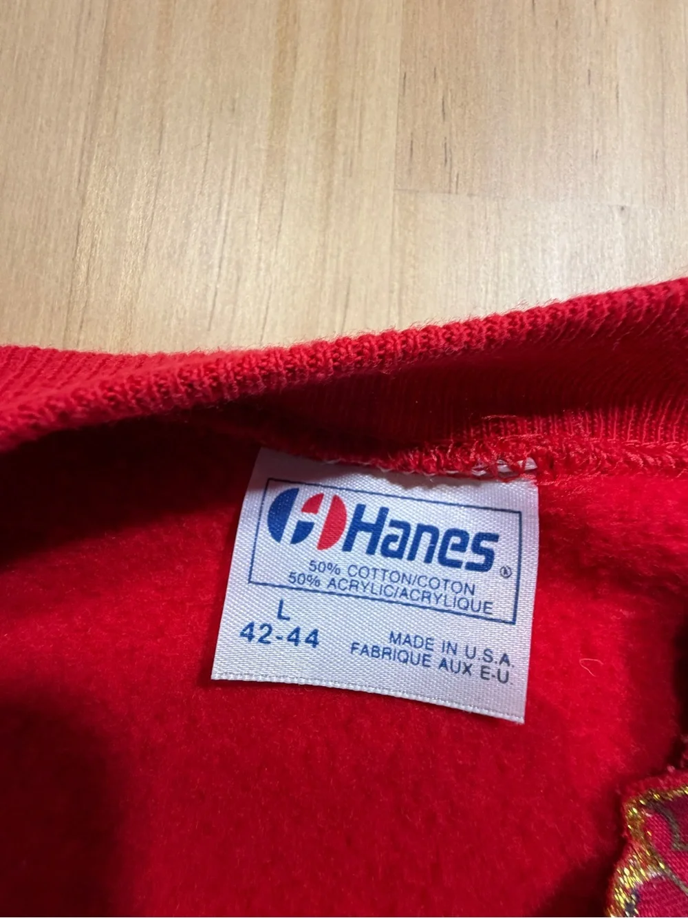 Hanes Red Cardigan Sweater with Floral Embroidery